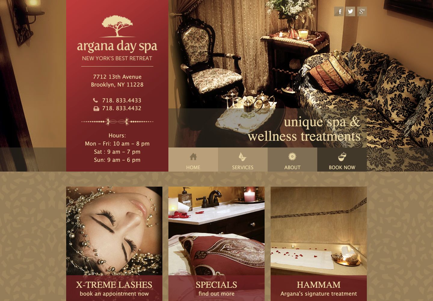 Argana Day Spa website