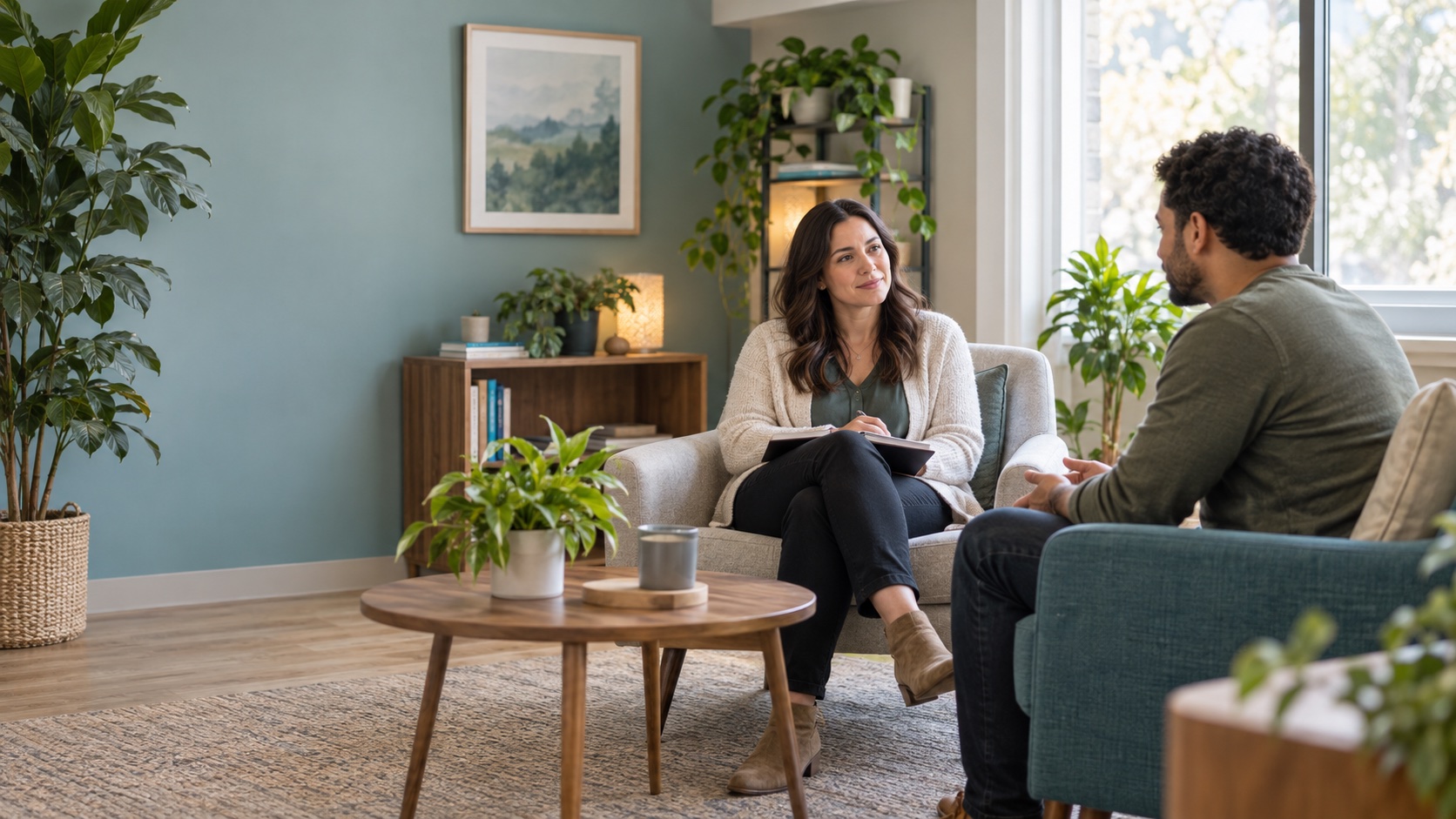 Illustrative supportive counseling conversation in a welcoming care setting
