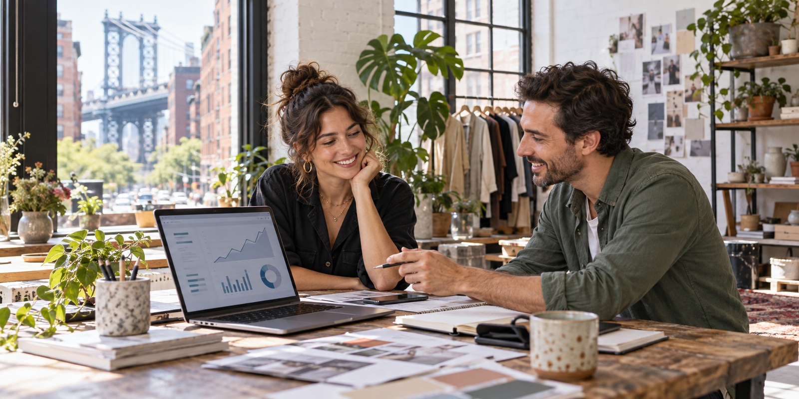 New York business team discussing a digital project